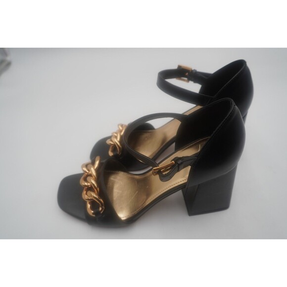 Nine West Black Jerri Chain Link Dress Ankle Chunky Heel Strap Sandals Size 9.5M - Picture 5 of 12